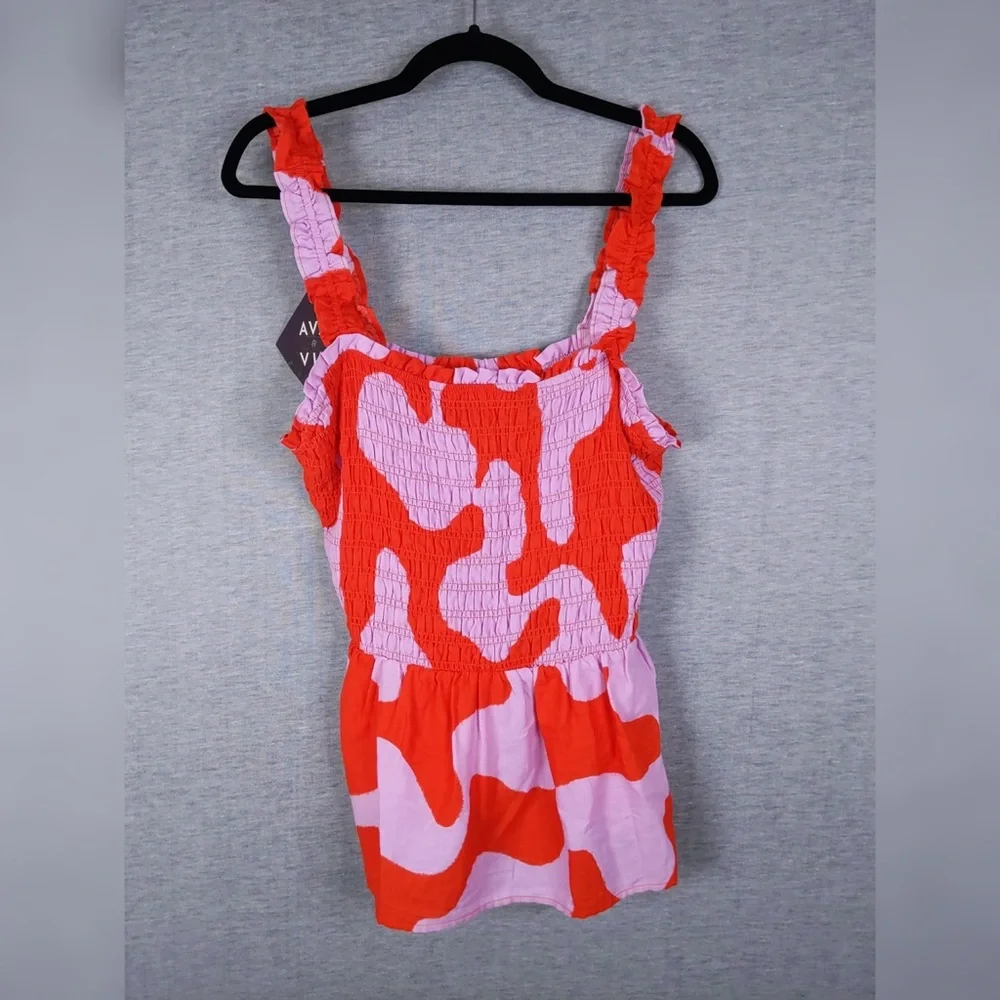 3x 👯‍♀️Host Pick⚡️Ava & Viv Smocked Peplum Sleeveless Top - Picture 4 of 10
